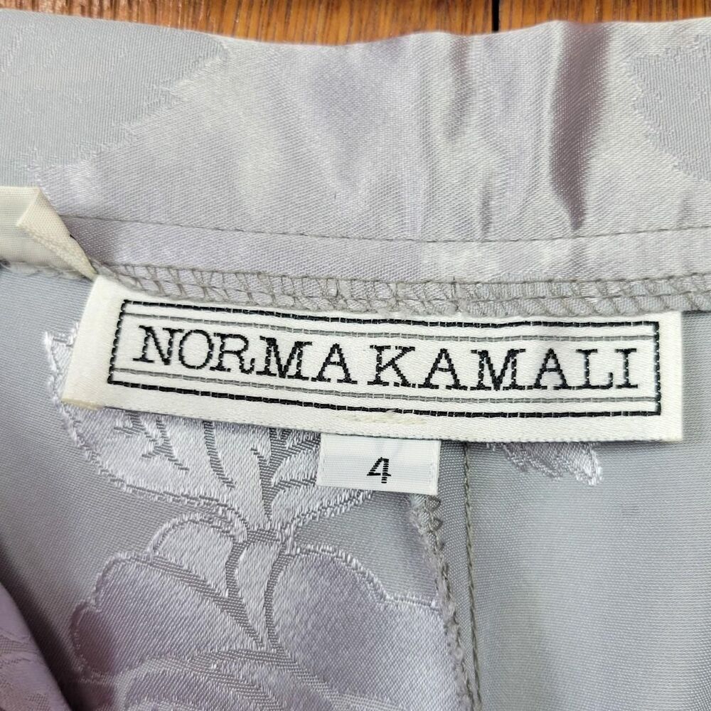 Vintage 80s Norma Kamali Silver Floral Brocade Wide Leg Pants - Picture 6 of 7